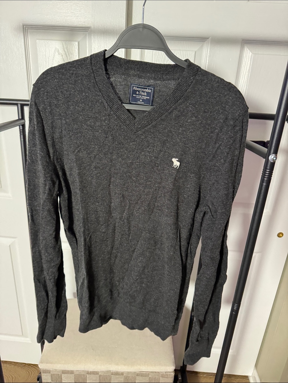 Abercrombie & Fitch Dark Charcoal V-Neck Sweater